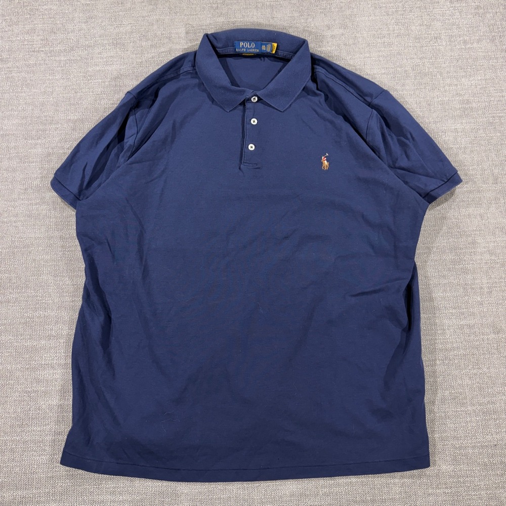 Polo Ralph Lauren Polo Shirt Mens XXL Navy Blue Excellent Custom Slim Fit Pony